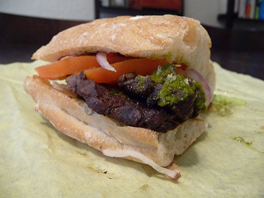 Skirt steak sandwich from the Gastrobus Photo by Oliver Seldman