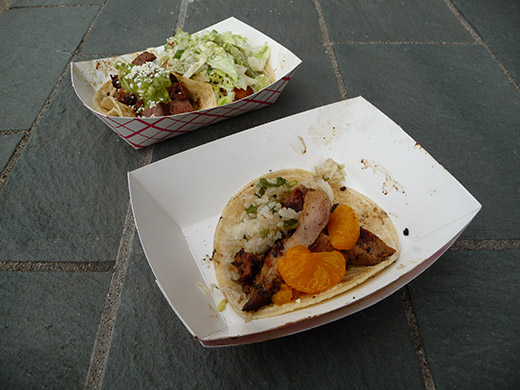 Fish & grapes taco and orange chicken taco Fish & grapes taco and orange chicken taco