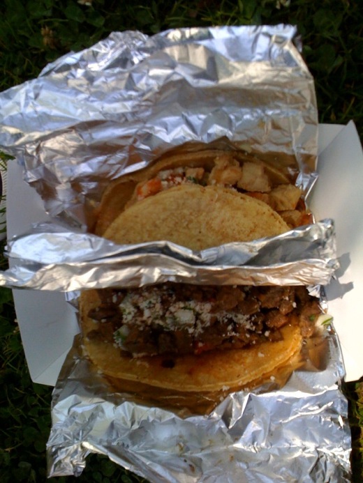 (Bottom) Carne asada taco from KO Taco Truck (Bottom) Carne asada taco from KO Taco Truck